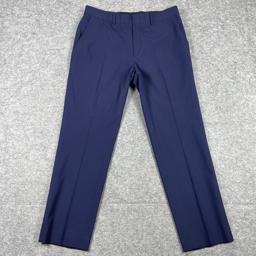 Lauren Ralph Lauren Dress Pants Mens 32x28.5 Navy Blue Rayon Slim Fit Business